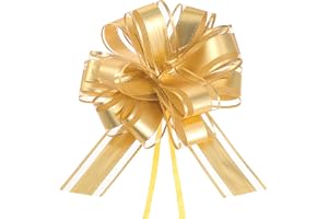 10 stycken presentrosetter stor 15 cm gulddragband med presentband