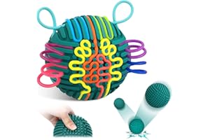 DDLUCK Wszystkie silikonowe zabawki Fidget Toys, piłka do aktywności z autyzmem, ADHD, sensoryczna zabawka antystresowa, zabawka podróżna dla dzieci od 3 lat i dorosłych, z torbą podróżną i 20 sznurkami