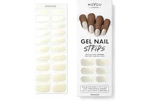 MOYOU LONDON Autocollants auto-adhésifs pour ongles en Gel Semi-durci, lampe UV/LED requise, 20 enveloppes de vernis à ongles en Gel, autocollants pour Nail Art - Moonlight