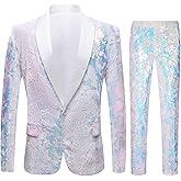 CARFFIV Ensemble 2 pièces Tendance pour Homme Motif Floral et Paillettes