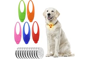 AUAUY 5PCS Luz Perro Noche, USB Collar de Perro/Gatos Colgante con Luz LED, 3 Modos Luz para Perros de Noche, Silicona IP68 Impermeable Luz Collar Perros, Luz con Clip para Perros para Correr, Caminar