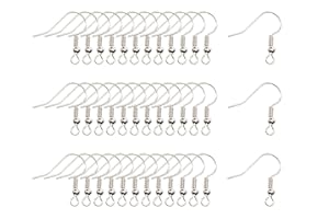 VAYFONI 50Pcs Silver Earring Hooks - 925 Silver Earring Hooks with Spring Ball - Earrings Making Supplies Suitable for DIY Jewelry Customization