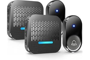 Kabol Wireless Doorbell, Plug in 1000ft Cordless Door Bell Chime, 55 Melodies, 5 Volume Levels, IP65 Waterproof Door Bells Wireless Kits, 2 Battery Operated Button and 2 Receivers with LED Indicator