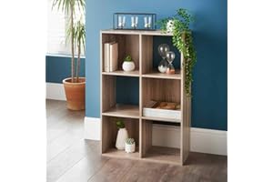 Homme Concept – 6 Cube Storage Unit, Oak Living Room Bookcases and Shelving Unit, Kids Bookcases, Free Standing Wooden Bookcase, Storage Organiser Shelves, BookShelf for Home Office.