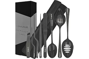 Bonigour Professiona Plating Tools - 9-teiliges Set - Kulinarisches Chef-Plating-Set - Hohe Spatelzange, Fischspatel, Plating-Löffel, Chef-Pinzette - Küchen-Plating-Utensilien