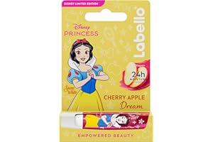 Labello Disney Princess Limited Edition Cherry Shine 4.8 g, Balsamo labbra colorato con design con Biancaneve, Burrocacao bambina 3+ idratante 24h, Burrocacao labbra lip balm con aroma di Ciliegia