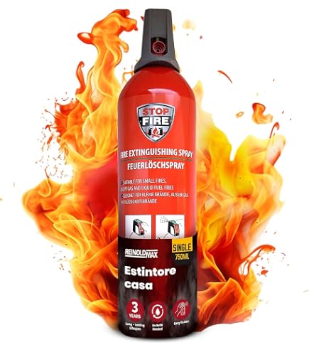 Estintore Spray IWH 750 Ml - Compatto ABF, Per Casa, Auto E Campeggio, Portata 3-4 M, Funziona Fino A -20°C