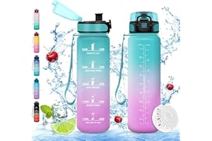 Stylanda Gourde Sport, 500/1000/1500ml, Sans BPA, Étanche & Réutilisable, Bouteille d'Eau avec Marqueur de Temps et Filtre, Convient Pour Enfant & Adulte, Sport, Yoga, Camping, Gym