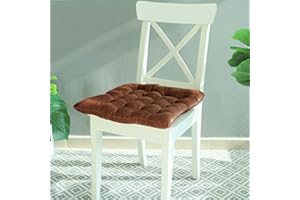 GREATOYAR Cojin para Silla y Asiento, Cojín Decorativo con Correas de Sujeción, Decoración de Jardín Casa Terraza, Fabricado en España, 16 Pespuntes, 45x45x5cm, 1 Unidad, Terciopelo, Marrón