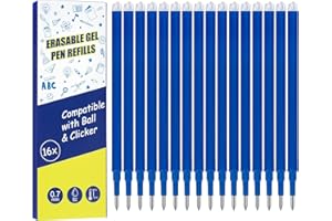 THBOXES 16 Stück Ersatzminen Radierbar 0,7mm, Blau Nachfüllminen mit Radierbarer Tinte 400m Schreiblänge Tintenrollermine Kompatibel mit Pilot FriXion Ball & Clicker Eberhard Faber