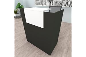 Henor Bancone Reception Oja. 80x50x107 cm. Legno Con tavolo interno. Ideale per ufficio, reception, attenzione, commercio. Grafite Opaco Bianco Opaco