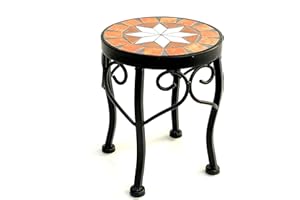 DanDiBo Blumenhocker Mosaik Rund 20 cm Blumenständer 12014 Beistelltisch Pflanzenständer Mosaiktisch Klein