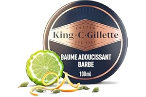 KING C. GILLETTE Gillette King C. Baume Barbe Homme, Conditionneur Adoucissant Au Beurre De Cacao Nutritif, À L’Huile D’Argan Et Au Beurre De Karité, Hydrate Et Revitalise, Accessoire Kit De Rasage Pour Hommes