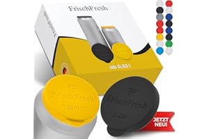 FRISCHFRESH - Couvercle pour canette de boisson: 0,25/0,33-0,5l+ (noir/jaune, 0,25 l) (Conforme LFGB & REACH, BPA-free) Parfaite protection en festivals, à la plage, dans le jardin et en déplacement
