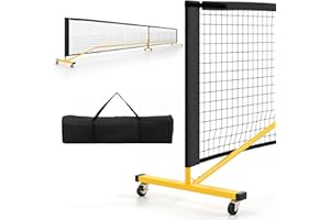 COSTWAY Rete Pickleball Portatile da 6,7 m con Ruote, Rete per Tennis con Telaio in Metello e Borsa da Trasporto, per Badminton ed Allenamento Multifunzionale Resistente da Interno ed Esterno
