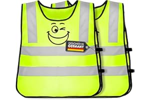 ‎FREEMIND freemind Kinderwarnweste - Reflektorweste für Kinder - atmungsaktive Warnweste - Sicherheitsweste - 360 Grad Sichtbarkeit - Signalweste für Jungs und Mädchen 3-12 Jahre neon gelb (2 Stück)
