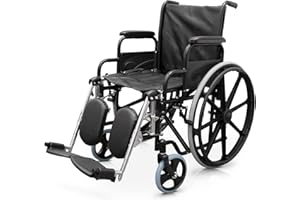 QUIRUMED Sedia a rotelle con poggiapiedi regolabili e rimovibili, Acciaio, Colore Nero, Pieghevole, Seduta 46 cm, Freni a mano, Per anziani, Per disabili