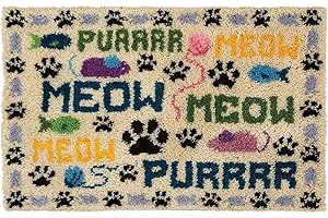 ROCKY&CHAO Myriad Choices Latch Hook Rug Kits, DIY Latch Hook Rug, Carpet Making Cushion, Crochet Kits Embroidery Kits Needlework Crafts for Home Decor,Meow, 50x38cm
