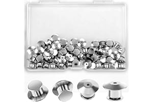 GEEHUA 50 cierres de pasador de bloqueo, cierre de pasador de metal, cierres de cabeza plana, bloqueo de aguja para broches, pines de solapa esmaltados (plateado)