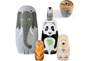 Hoshisea 5 Strati Bambole Matrioska Russe, Bambole Nidificazione Animali in Legno, Matrioska Russa Classica in Legno, per Feste, Festival, Soggiorno, Decorazioni per la Camera da Letto