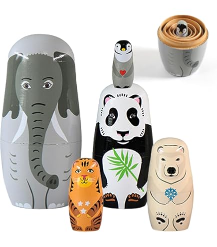 Boerni Lot De 5 Poupées Gigognes En Bois En Forme De Chat | FindTheDeal