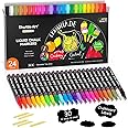 Shuttle Art Liquid Chalk Pens, 24 Colours Wipeable Chalk Markers for Crafting, Reversible 3mm Chisel & Fine Tip Chalk, Perfect on blackboard, Window, Glass, Wood, Office Home Supplies