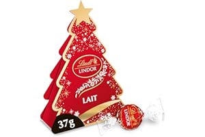 Lindt - Mini Sapin LINDOR Lait - Assortiment de Chocolat au Lait - Cœur Fondant - Idéal pour Noël, 37g