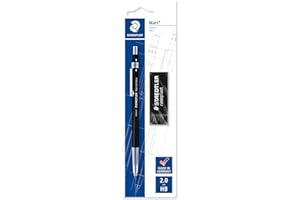 STAEDTLER Mars 780 C BKP6ST, Portaminas Técnico con Punta Metálica, Para Minas de 2 Mm de Ancho, Negro
