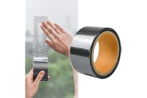 GOLRISEN Parches de Reparación de Mosquiteras de 5 cm x 5 m Cinta Autoadhesiva de Reparación de Mosquiteras Malla para Reparar Mosquitera Negra de Fibra de Vidrio con Buena Adherencia