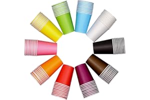 JOSPL 100pz Bicchieri di Carta Multicolor Caffe Acqua Grandi per Creazione Fai-da-te, Bevande Calde e Fredde, feste