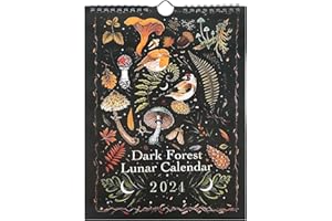 FIRULAB 2024 Dark Lunar Calendar, Calendario da parete colorato Waterink con 12 illustrazioni originali, Calendario da parete 2024, Calendari con animali misteriosi Art Decor