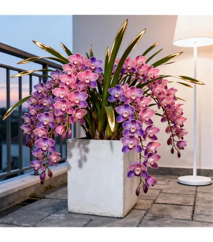 Pianta Di Cymbidium Profumato In Vaso – Facile Da Fiorire, Per Interni Ed Esterni, Confezione Da 3 Bulbi