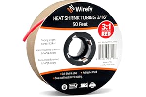 Wirefy Tubo Termorretráctil 4,8 mm - Tubo Termoretractil de Doble Pared 3:1 - Revestimiento Adhesivo - Tubo Térmico - Rojo - Rollo de 15 m