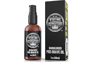 Pre Shave Oil for Men - Best Pre Shaving Oil with Sandalwood for Safety Razor, Straight Razor - for The Smoothest, Irritation Free Shave by Viking Revolution
