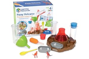 Learning Resources Set con Laboratorio Scientifico Prescolare Vulcano Effervescente, Esperimenti chimici per bambini con reazioni di effervescenza e schiuma, Giocattoli STEM per bambini, 13 pezzi, 4+