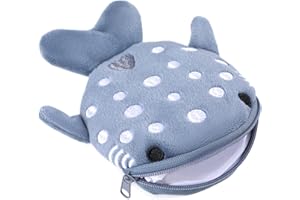 WLLHYF Porte-monnaie mignon en forme de requin mignon petit portefeuille en peluche pour articles cosmétiques sac animal fermeture éclair porte-clés sac à monnaie mini sac à écouteurs pochette fantaisie