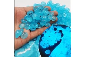 OTCRAFT Lot de 600 galets phosphorescents fruités - Décoration de jardin - Galets décoratifs et lumineux, Bleu Lac