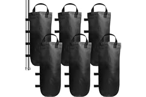 VEGOATY 6 Stück Gewichte für Pavillon, Sandsack Beschwerung Outdoor, 800D Oxford Stoff Zelt-Sandsack mit Langen Gürtel Wasserdicht, Pavillon Sandsäcke für Garten Pavillon Strand Zelt(Schwarz)