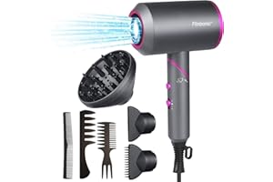 ‎FLINTRONIC Flintronic Haartrockner, Klappbar Faltbarer Professional Ionen Haartrockner,2000W 4 in 1 Föhn,3 Geschwindigkeiten 3 Stylingdüsen und Diffusor,Warm&Kühl Wind Airwrap für Haarsalon und Familie