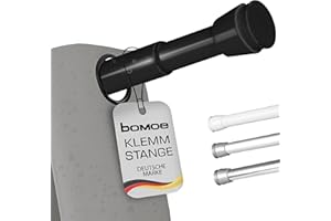 bomoe Duschvorhangstange Ohne Bohren 140-260 cm Stufenlos Ausziehbar – Duschstange Teleskopstange zum Klemmen Schwarz Spannstange ohne Bohren Rutschfest Klemmstange Gardinenstange Ohne Bohren – Neptun