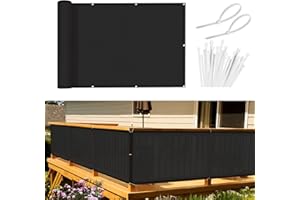 Sunnylaxx Pantalla para Balcón Protección de Privacidad HDPE,90×600cm Negro,con Ataduras de Cables Protección UV,Resistente al Viento y Transpirable,para balcón Exterior de jardín