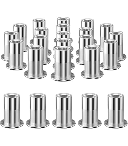 100 Pcs M8 Stainless Steel Rivets Threaded Crimp Nuts 10mm Fits Metal And Plastic Plates (Silver