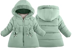 Maeau - Doudoune à Capuche Enfant Fille Parka Manteau Chaud Hiver Veste en Coton Matelassée Fermeture Éclair Manteau Duvet avec Poches Nœud Papillon 1-5 Ans