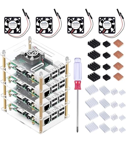 GeeekPi Boîtier Empilable à 6 Couches Pour Raspberry Pi 4/3/2 Modèle B, Raspberry Pi 3 Modèle B (transparent