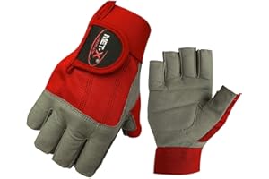 Met-X Sailing Gloves Women Men, Rowing Fishing Ski Water Kayak Paddle Gloves, Fingerless Work Grip 3/4 Finger Padded Palm Gloves Sports Sea Swimming Accessories