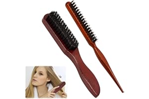 RARWIND Sleek Bun Bürste Set, 2 Weich Natürlich Wildschweinborsten Bürste Bart, Woody Haarbürste Wildschweinborsten Herren Für das Haarstyling Bartpflege (Braun)