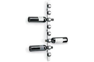 blomus -CIOSO- Weinflaschen-Wandhalter in exklusiver Optik, Edelstahl-matt, Platz für 8 Flaschen, außergewöhnliche Weinpräsentation, hochwertig (H / B / T: 74,5 x 3,5 x 7 cm, Edelstahl, 65193)