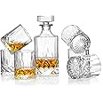 Triplorare Whiskey Decanter Set With 6 Old Fashioned Glasses for Scotch, Rum, and Bar