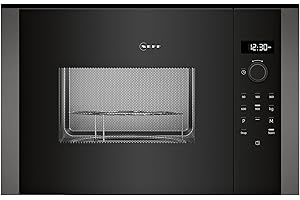 NEFF HLAGD53G0, N 50, Einbau-Mikrowelle mit Grill, Automatikprogramme, Easy Clean Selbstreinigung, Einfache Bedienung durch Drehknebel und LED-Display Plus, Ideal für Hocheinbau mit Drehtür