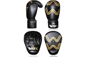 WARX Boxing Gloves and Pads set Focus Punch Mitts MMA Training Sparring Hook and Jab strike target with Punching Gloves